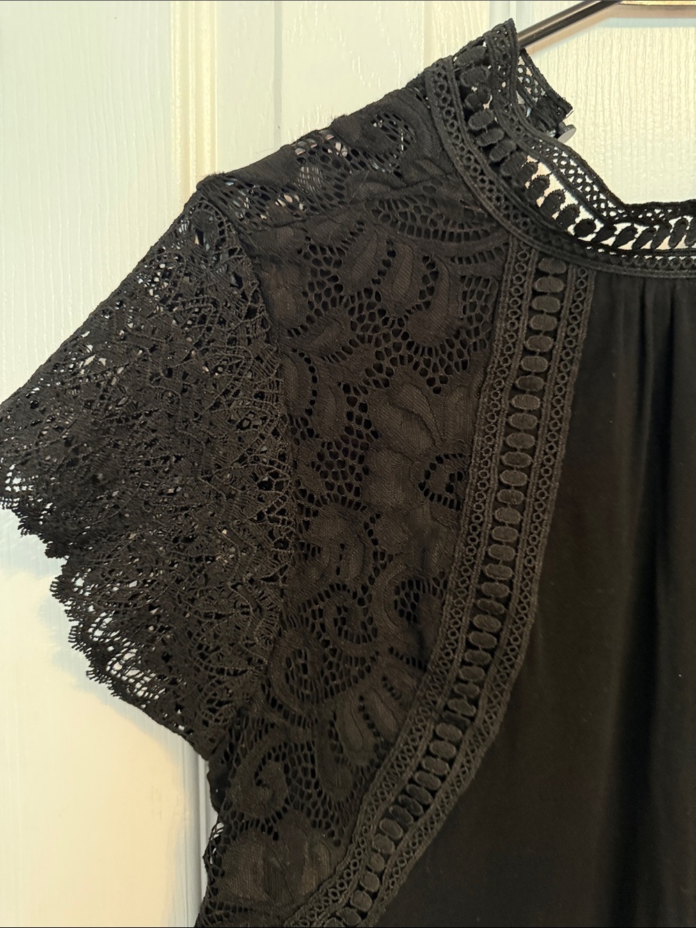 Cable & Gauge Black Crochet Lace Yoke Blouse – Medium - Picture 4 of 8